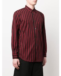 Chemise à manches longues à rayures verticales rouge et noir Comme Des Garcons SHIRT