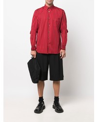 Chemise à manches longues à rayures verticales rouge et noir Comme Des Garcons SHIRT