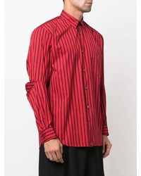 Chemise à manches longues à rayures verticales rouge et noir Comme Des Garcons SHIRT