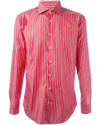 Chemise à manches longues à rayures verticales rouge Etro