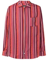 Chemise à manches longues à rayures verticales rouge Paura