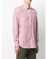 Chemise à manches longues à rayures verticales rouge Canali