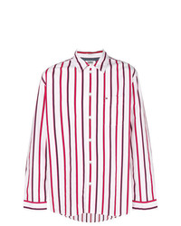 Chemise à manches longues à rayures verticales rouge Tommy Jeans