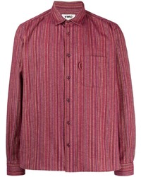 Chemise à manches longues à rayures verticales rouge YMC