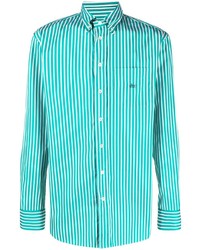 Chemise à manches longues à rayures verticales turquoise Etro