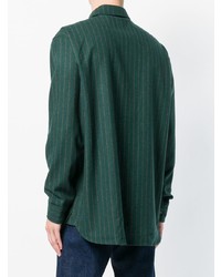 Chemise à manches longues à rayures verticales vert foncé Han Kjobenhavn