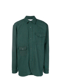 Chemise à manches longues à rayures verticales vert foncé Han Kjobenhavn