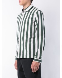 Chemise à manches longues à rayures verticales vert foncé Sunnei