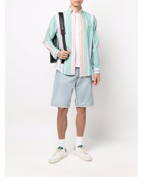 Chemise à manches longues à rayures verticales vert menthe Polo Ralph Lauren