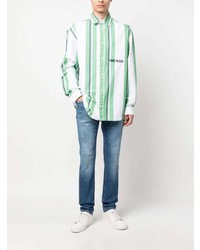 Chemise à manches longues à rayures verticales vert menthe Tommy Jeans