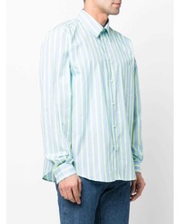 Chemise à manches longues à rayures verticales vert menthe MSGM