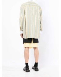 Chemise à manches longues à rayures verticales vert menthe Raf Simons
