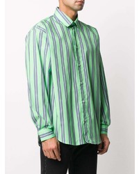 Chemise à manches longues à rayures verticales vert menthe MSGM