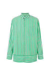 Chemise à manches longues à rayures verticales verte