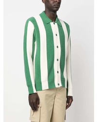 Chemise à manches longues à rayures verticales verte MAISON KITSUNÉ