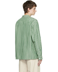 Chemise à manches longues à rayures verticales verte Wood Wood