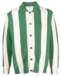 Chemise à manches longues à rayures verticales verte MAISON KITSUNÉ