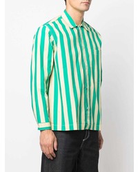 Chemise à manches longues à rayures verticales verte Sunnei