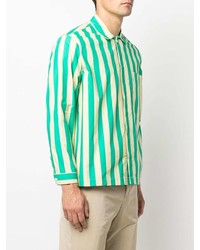 Chemise à manches longues à rayures verticales verte Sunnei