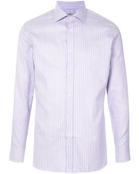 Chemise à manches longues à rayures verticales violet clair Gieves & Hawkes