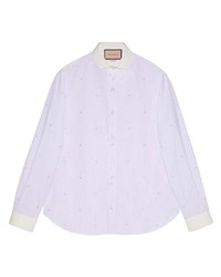 Chemise à manches longues à rayures verticales violet clair Gucci