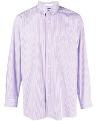 Chemise à manches longues à rayures verticales violet clair J.Press