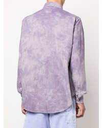 Chemise à manches longues à rayures verticales violet clair Aries