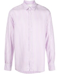 Chemise à manches longues à rayures verticales violet clair Officine Generale