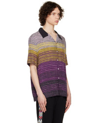 Chemise à manches longues à rayures verticales violet clair Missoni