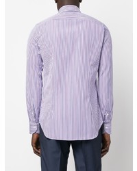 Chemise à manches longues à rayures verticales violet clair Canali