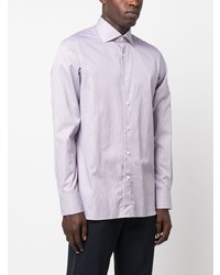 Chemise à manches longues à rayures verticales violet clair Zegna