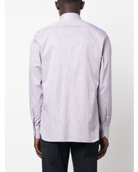 Chemise à manches longues à rayures verticales violet clair Zegna