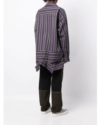 Chemise à manches longues à rayures verticales violette Maison Mihara Yasuhiro