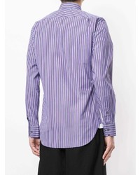 Chemise à manches longues à rayures verticales violette Kent & Curwen