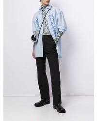 Chemise à manches longues à volants bleu clair Raf Simons