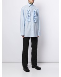 Chemise à manches longues à volants bleu clair Raf Simons