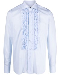 Chemise à manches longues à volants bleu clair Tagliatore