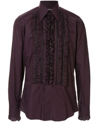 Chemise à manches longues à volants pourpre foncé Dolce & Gabbana