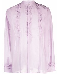 Chemise à manches longues à volants violet clair