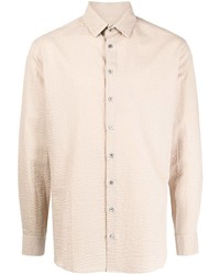 Chemise à manches longues beige Giorgio Armani