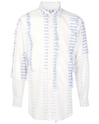 Chemise à manches longues blanc et bleu Engineered Garments