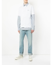 Chemise à manches longues blanc et bleu Ambush