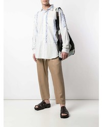 Chemise à manches longues blanc et bleu Engineered Garments