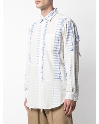 Chemise à manches longues blanc et bleu Engineered Garments