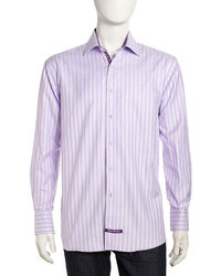 Chemise à manches longues blanc et violet