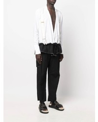 Chemise à manches longues blanche et noire Greg Lauren