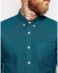 Chemise à manches longues bleu canard Asos