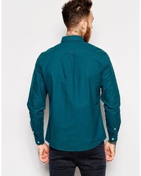 Chemise à manches longues bleu canard Asos