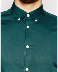 Chemise à manches longues bleu canard Asos