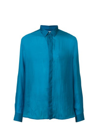 Chemise à manches longues bleu canard Saint Laurent